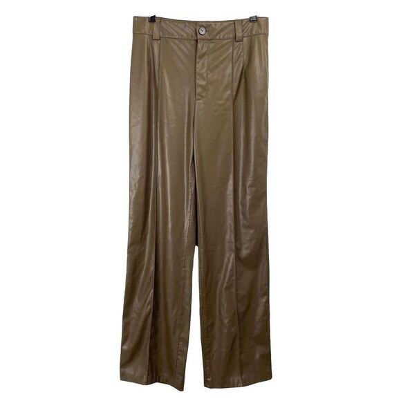 Zara Full Length Francoise Faux Leather Pants Sz L bloggers favorite‎ - Picture 2 of 12